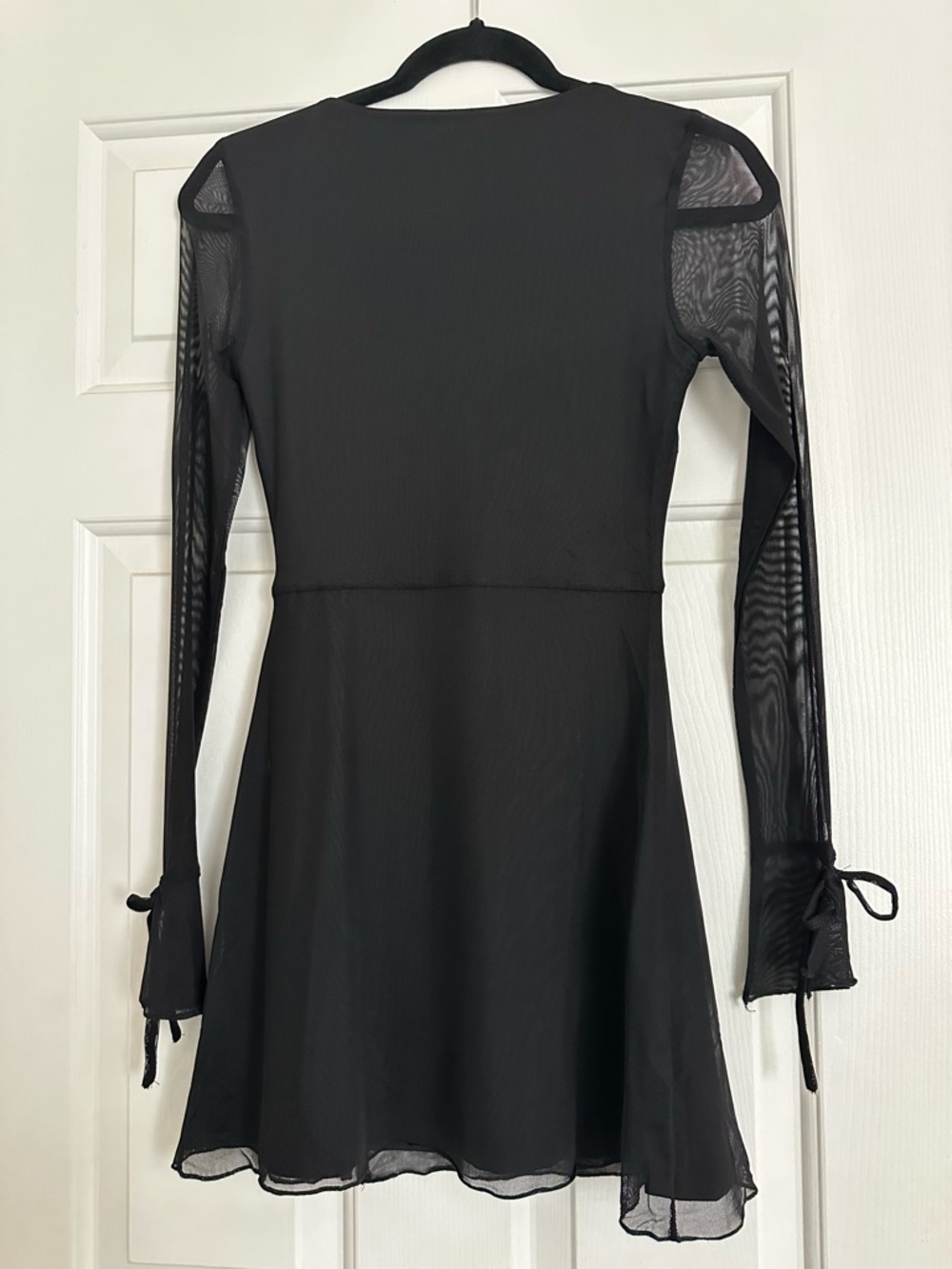 Princess Polly Black Long-Sleeve Mesh Dress - Picture 6 of 8